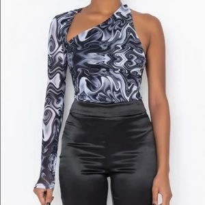 Asymmetrical body suit